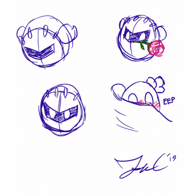 Meta Knight Faces by Jon Causith
Part of a project Jon is working on, some Kirby-based emotes as ideas for Edobean.  Here for example are some Meta Knight faces.
