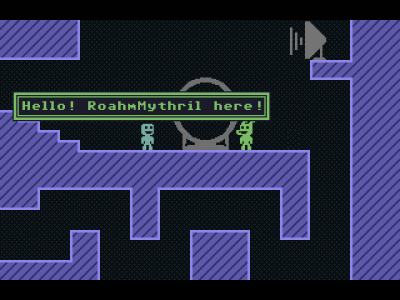 Roahm in VVVVVV by NeroGB
NeroGB did a series of pictures of my dragon character in roles from some of the upcoming projects.  Here we have a pixely version in VVVVVV.
