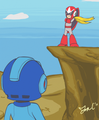 Proto Man Appears FINAL by Jon Causith
Another work done as an experimental joint effort between Flash and Fire Alpaca.  The end result is quite a stylish encounter scene!
