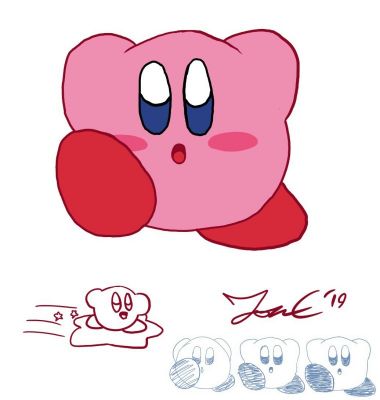 Kirby Distance Warmup by Jon Causith
A bit of a practice project in which Jon tried drawing Kirby at various magnifications (25%, 100%, 200%) and then polishing the results up.
