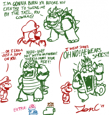 He Wears Shoes by Jon Causith
The only thing more terrifying to Bowser than knowledge of timed hits : proper footwear!
