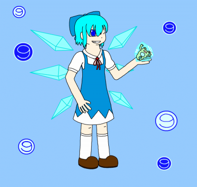 The Beloved Tomboyish Ice Fairy by Wason Liu
Good ol' Cirno with one of her many frozen frogs.  She's definitely one of the more iconic Touhou characters out there.
