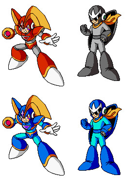 Proto Man and Bass Swap Colors by DelralionV2
We've seen them with other colors, but what if Mega Man, Bass, and Proto Man started acquiring each other's abilities?

