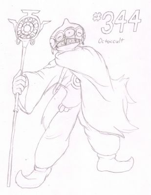 344 - Octoccult
An enigmatic desert mystic, Octoccult the Claydol is quite a mysterious presence.  Often speaking in riddles, he carries a staff known as "Eight Eyes" with him.
