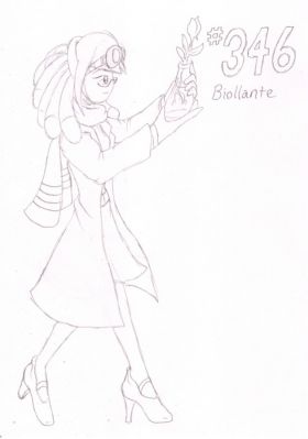 346 - Biollante
Biollante the Cradily is a dedicated botanist, studying the region's plantlife.  Her research has brought about betterments in agricultural and medical fields.  While her beauty has caught many eyes, she tends to be too dedicated to her research to notice.
