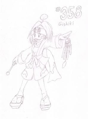358 - Gishiki
A young girl with a love of festivals, Gishiki the Chimecho enjoys playing music and ringing chimes to work up the energy of the crowds.  She loves taking part in parades and never misses a celebration.
