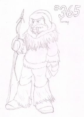 365 - Tuvaq
Tuvaq the Walrein is a bit of a survivalist from the far north.  A traditionalist, he prefers doing things in the ways of natives, and is an expert at fishing with a harpoon.

