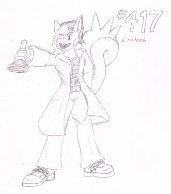 417 - Coulomb
Coulomb the Pachirisu is the host of an educational childrens' show, teaching younger generations about science.  Think Beakman's World or Bill Nye, just with an electric squirrel.  SCIENCE!  He is rather smitten with Scarlet the Emolga.
