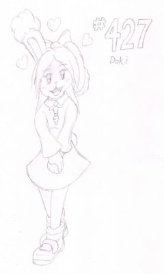 427 - Doki
Doki the Buneary is a young, romantically minded girl.  She is quite infatuated with her boyfriend, Nabi the Skitty, which can be a bit overwhelming to him at times.  Always cheerful, Doki has a way of finding the bright side of almost anything.
