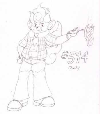 514 - Chunky
Here we have my Simisear, Chunky.  One of Candy's brothers, he handles most of the cooking at her bar and grill.  He tends to enjoy eating as much as he likes cooking, but his frequent tasting does ensure his cooking results are quite delicious.
