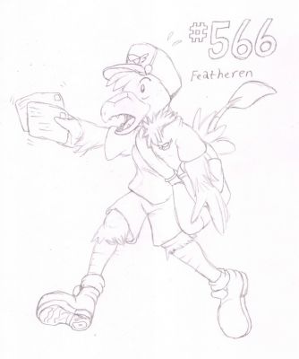 566 - Featheren
Featheren the Archen is a messenger in town, and a rather flighty one at that.  Working at quite a frantic pace, he tries to get everyone's mail to them as quickly as possible.  It's not an uncommon sight thus to see him in almost a panic, chasing someone down to deliver messages to them.
