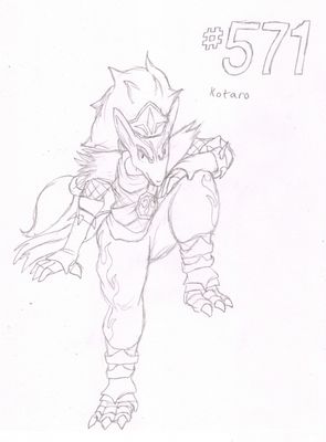 571 - Kotaro
An unpredictable rogue, Kotaro the Zoroark seems only to be interested in causing chaos.  Using his powers of illusion, he rarely shows his true face.
