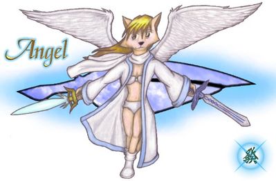 Angel
The powerful and majestic leader of the ancients.  Angel is a kind person, though she is known to be rather frisky with her mate, Kitfox.  She is generally nice, but does like to tease people sometimes.  Angel (c) C. Hersey
