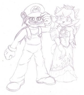 Mario and Peach
Tanya and Nicole as Mario and Peach from the Super Mario Bros. series.  The two love video games, so it seemed like a good fit, though I don't think Nicole would ever really wear anything that formal ^_^;  Tanya (c) C. Hersey, Nicole (c) R. Mythril, Super Mario Bros. (c) Nintendo
