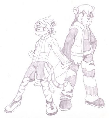 Netto and Enzan
Tony and Nathan as Netto and Enzan from Rockman.EXE.  Nathan actually turned out better in this than I thought he would ^_^  Tony (c) R. Mythril, Nathan (c) C. Hersey, Rockman.EXE (c) Capcom
