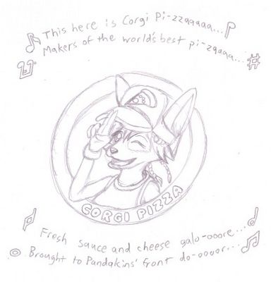 Corgi Pizza
Nicole loves her job at Pizza Paw.  I had no choice but to make a cute icon for her.  The lyrics are parody of the theme of Mona Pizza from WarioWare.  Nicole (c) R. Mythril, WarioWare (c) Nintendo
