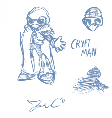Crypt Man by Jon Causith
Here we have Jon's favorite Robot Master from Mega Man Rock Force.  He's definitely a stylish sort!
