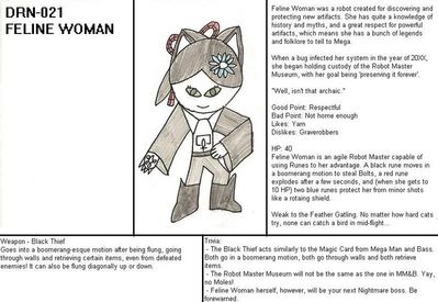 Feline Woman revised by cardmaster9
This is a revised version of Feline Woman, a Robot Master of cardmaster9's design.

