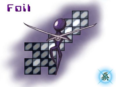 Foil
Foil is a simple variety of net life.  Used generally for hacking into the networks of others, Foils often travel in groups, attacking obstacles with their twin sword arms.  Foil (c) R. Mythril
