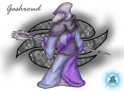 Gashroud
Secretive to all, Gashroud is the Chaos Dragon of Vapor.  Always seen wearing highly concealing robes, it was unknown for a long time that Gashroud was actually the only female Chaos Dragon.  She is shy around everyone, preferring usually to keep to herself.  Gashroud (c) R. Mythril
