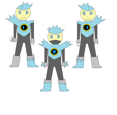 Gem, Ini, and Gemini EXE by TPPR10
Here we have a Navi counterpart for Gemini Man, who can split into two.  Evidently, he's stronger while merged.
