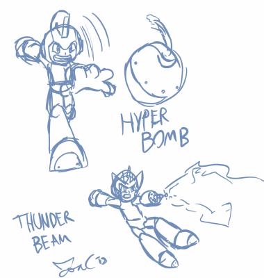 Hyper Bomb & Thunder Beam by Jon Causith
The last two major MM1 weapons in 11 style, though I have it on good authority we might be seeing Oil Slider and Time Slow in the future.
