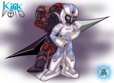 Kilik
Kilik is a young skunk who was involuntarily used in an experiment, fusing him with robotic components and a dark intelligence.  The two eventually found a way to coexist peacefully with each other.  This pic is a bit outdated, as since then, they have split into two seperate beings and lost their robotic enhancements.  Kilik (c) C. Hersey
