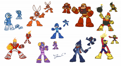Mega Man 1 Robot Masters in 11 Style Complete
These look super awesome!  The crew of Mega Man 1 done in 11 style.  I love the dynamic poses and colors!
