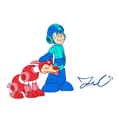 Mega Man and Rush by Jon Causith
The classic story of a robot boy and his robot dog.
