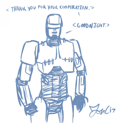 Robocop by Jon Causith
In all honesty, thanks to ProtonJon streams, I can't take Robocop seriously anymore.  All I can see is the Waluigi nose and stache of "Robertcop."
