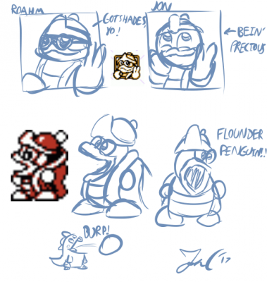 Sprite Misinterpretations 2 by Jon Causith
Time to see how you can mis-see King Dedede!  This was largely prompted by my claim that, as a kid, I always saw Dedede's old emblem as him wearing sunglasses.
