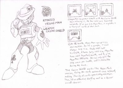 RMN003 - Vegas Man
And now we have Vegas Man, owner of the Casino Shield.  Vegas Man was designed to run a casino, manning the various games there for the entertainment of humans and robots alike.
