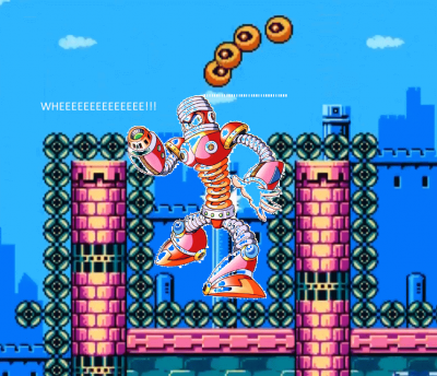 WHEE by Eddy64
Putting the bounciest Robot Master in such a bouncy stage seems like it could be problematic...
