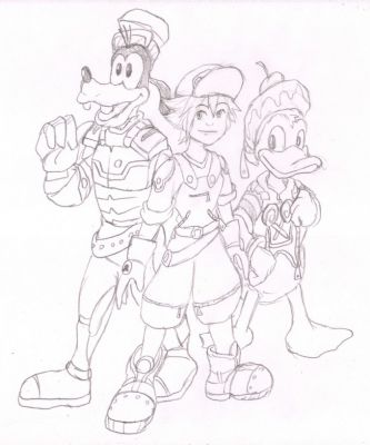 Wreck-it Ralph KH Set
A request of sorts from Zac, he mentioned wondering what Sora would look like in the Wreck-it Ralph world.  I further imagined Goofy having a Hero's Duty outfit, and Donald having one from Sugar Rush.  And thus!
