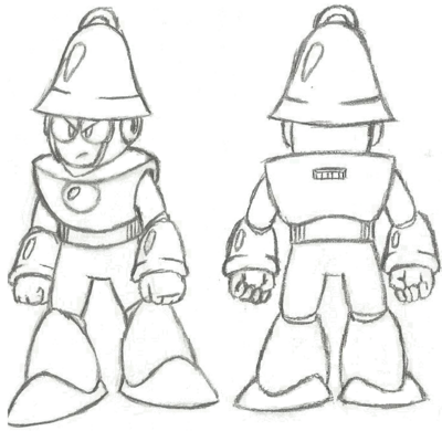 Bell Man Concept by Hfbn2
Here we have some concept art of Bell Man, working to solidify his look and show different angles.  It's interesting seeing a process like this.
