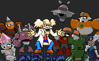 MM9 Group Shot by GandWatch
Quite a nice image here, detailing the shadowed Robot Masters meeting with Dr. Wily.  Seeing them in color makes for an interesting image.
