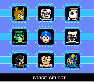 Mega Man Mania Stage Select by SammerYoshi
Here we have a stage select screen for SammerYoshi's fan game.
