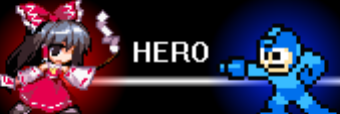 Hero Banner by GandWatch
Here's a banner for the Reimu and Mega Man pairing.  Mega Man may be a little naive, and Reimu a little quick to attack, but they still work well together.
