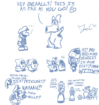 SMB2 Sketch Page by Jon Causith
Jon recently attempted a no save states run of Super Mario Bros 2.  This was one of my favorites growing up, I always wanted a more solid SMB2 mode in Mario Maker than what we got.

