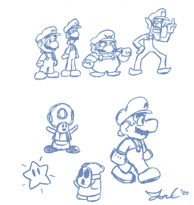 Mario Drawing Practice by Jon Causith
More practice with Mario character drawings.  Look how eager Waluigi is.  Give the wa a chance.
