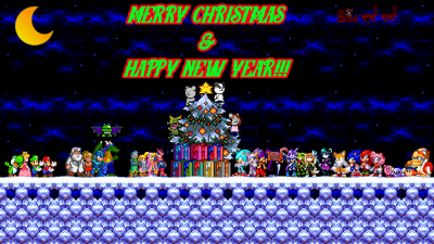 Happy Holidays by JokerTheHedgehog
A nice little holiday gathering of various characters.  Looks like I'm hanging out with the Mega Man crew, with my own themed Met!
