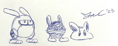 Bunnies by Jon Causith
A trio of bunny enemies from various games, we have the Snow Robbit from Mega Man 11, a Bunny virus from MMBN, and a Pols Voice from Legend of Zelda.
