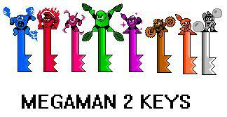 Mega Man 2 Keys by GandWatch
While playing Silent Hill, I came upon an item called the Key of Woodman.  It referred actually to the Tin Woodsman from Wizard of Oz, but still, my fans and I had another reference in mind.  GandWatch took it to extremes by creating the MM2 key set.
