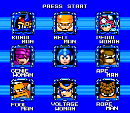 Mega Man Maximum Stage Select by Hfbn2
Here we have the stage select screen with eight all new Robot Masters!  I'll be interested to see where this might go.
