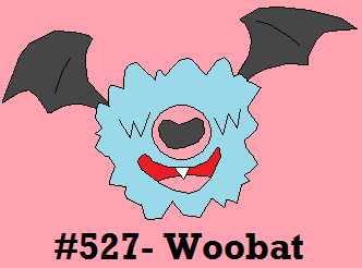 Woobat by Dragoonknight717
I love Woobat, it's so adorable, and based on the Honduran white bat, which is also purely adorable.  Little winged cotton balls, they are.
