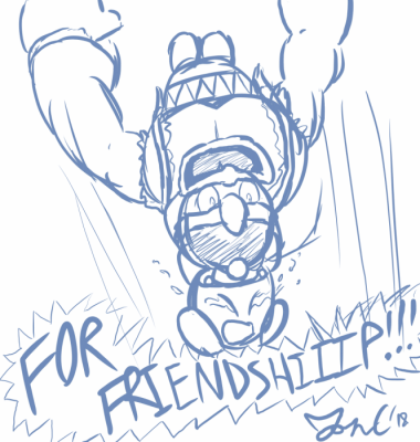 FOR FRIENDSHIP by Jon Causith
Go Kirby!  Save Dedede from his swole fate!

