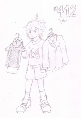 412 - Taylor
Younger brother to the Sinnoh Sisters, Taylor the Burmy also has an interest in fashion.  However, he is less focused than his sisters, often going with whatever style seems trendy at the time.  While he hasn't produced any original designs himself, he helps out where he can in the shop.
