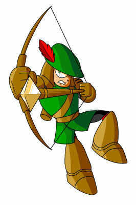 Bow Man by Alex
If memory serves, Bow Man was the last of my Robot Masters I had a mental image of.  I knew I wanted a Robot Master themed around archery, but I had a hard time coming up wtih a design I liked.  This was the end result, and Alex's rendition here looks pretty awesome!
