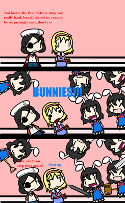 BUNNIES by Jafar
Alice's solo stage in MegaMari is indeed troublingly full of bunnies.  Thankfully, there IS a shortcut that skips most of them...
