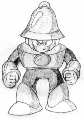 Bell Man by Hfbn2
Here we have one of the Robot Masters from Hfnb2's game.  This is Bell Man.  This seems to nicely capture the feel of the classic series.
